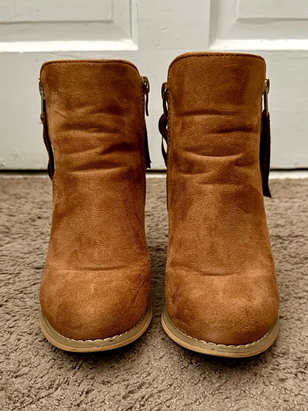 Carmel color western style ankle boots